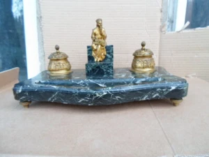 Amazing Huge FRENCH EMPIRE Marble & Gilded Bronze Massive Inkwell 7.5kg mid. 19c - Picture 1 of 12