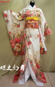 Furisode Kimonos Womens Floral Yukata Long Japanese Traditional Cosplay Costumes - Picture 1 of 6