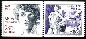 Suecia 1990 SX-par Moa Martinsson; escritor. Grabador Jakus. MNH - Imagen 1 de 1