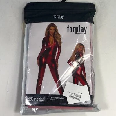 Traje de gato Forplay con cremallera frontal cuello falso, para mujer talla M/L - rojo metálico Foto 1 de 4