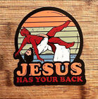 Jesus Has Your Back Christian Wrestling Iron-On Patch 3.5In & Vinyl Sticker 4In