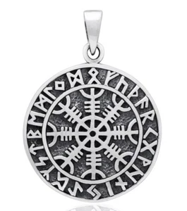 Vegvisir Silber Amulett Wikinger Kompass Anhänger Pendant 925 Celtic Kette Awe - Picture 1 of 3