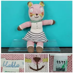 Blabla 100% Cotton Plush The Cat Hand Knit Toy 12 in. Made in Peru - Picture 1 of 11