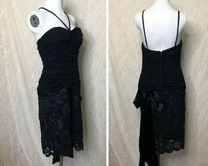 Vestido LILLIE RUBIN De Colección Talla 4 Halter Acanalado Escote Corazón Encaje Falda Lazo - Imagen 1 de 12