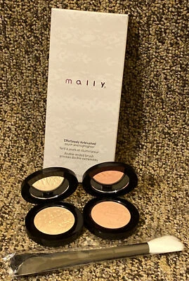 MALLY Effortless Airbrush Highlighter Blush PERFECT PEACH STARDUST Brush New  - Image 1 of 3