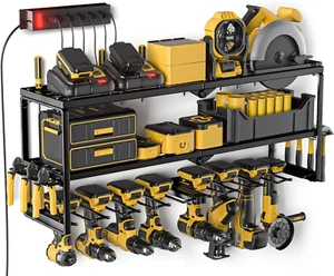 Power Tool Organizer with Charging Station, Garage Storage Shelf with 6 Outlets - Picture 1 of 12