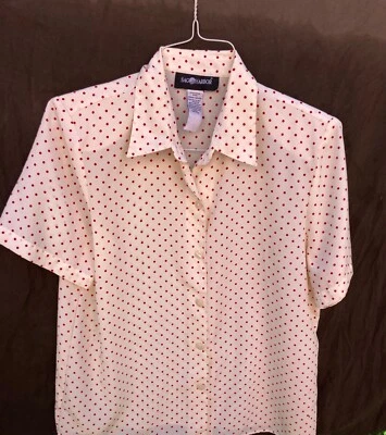 Blusa Vintage Sag Harbor Roja Crema Lunares Poliéster - Mediana Foto 1 de 3