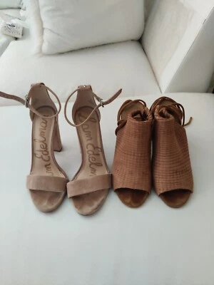 2 Free People Jeffrey Campbell Sam Edelman Zapatos Sandalias Tacón Grueso 7 37 Taupe  Foto 1 de 4