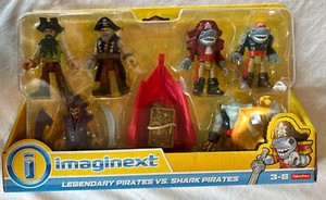 Imaginext Legendary Pirates Vs. Sharks 6 Figure Set Red Boat Treasure Chest Rare - Picture 1 of 5
