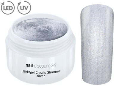 Effekt UV LED Gel FARBGEL Glimmer silver French Modellage Nail Nagel Silber - Bild 1 von 3