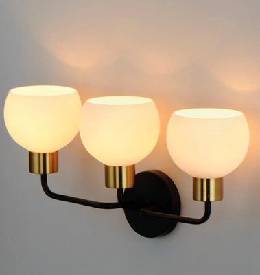 Bronze   Satin Brass Three Light Bath Vanity from the Coraline Collection - Image 1 of 2