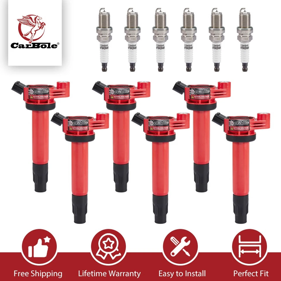 6PCS Ignition Coils & Spark Plugs for Toyota Highlander Solara Lexus RX330 ES330 - Image 1 of 4