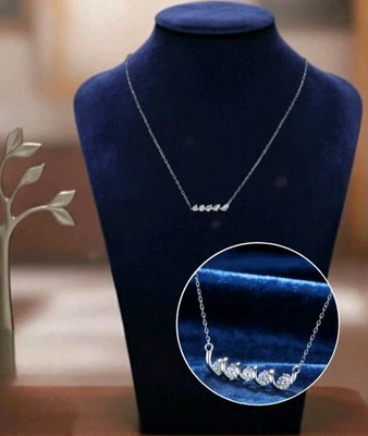 925 Серебряное покрытие 1CT Mossinette 5 камень ожерелье кулон Lab-Created Swarovski  - Изображение 1 из 4