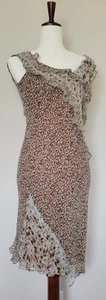 Robbie Bee Dress 100% Silk Sz M Mixed Media Floral Leopard Y2K 90s Grunge Fairy - Picture 1 of 11