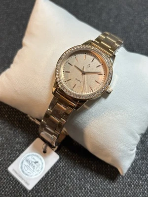 施华洛世奇水晶表圈女士手表玫瑰金,日本,仍然塑料,标签 — 第 1/4 张图片