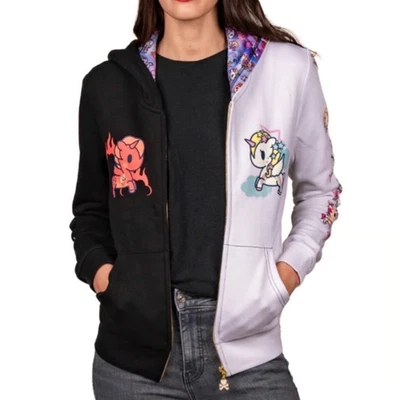 Sudadera con capucha para mujer Tokidoki Heaven Can Wait Top mediana nueva con etiquetas Hell Devil Angel Foto 1 de 4
