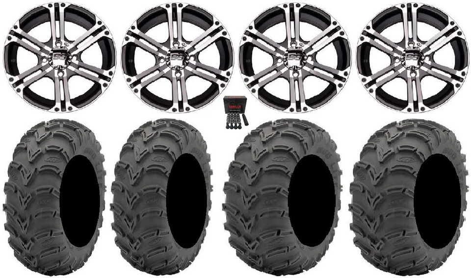 ITP SS212 12" Wheels Machined 25" Mud Lite AT Tires Kawasaki Brute Force IRS - Image 1 of 4