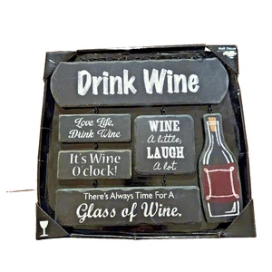 Letrero de madera colgante de pared de vino para beber entretenimiento bar cocina comedor nuevo - Imagen 1 de 6