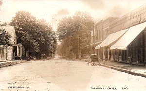 IL WASHINGTON Illinois SOUTH MAIN ST 1907 RPPC ECHTFOTO Postkarte - Bild 1 von 2