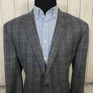 Jos. A. Bank 50R Gray Glen Plaid Wool / Silk / Linen 2-Button Sports Coat Jacket - Picture 1 of 9