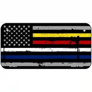 American Flag Police / Fire / EMS Novelty Metal License Plate - Picture 1 of 10
