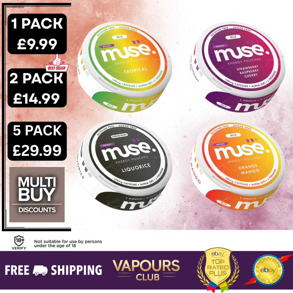 Muse Boost Energy Caffeine Pouches 140mg - 20 Pack | No Nicotine & No Tobacco!