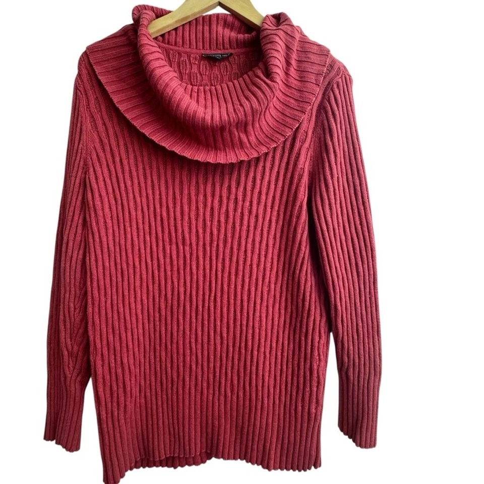 Suéter tejido con cable cuello capucha Lafayette 148 talla grande en canela chai Foto 1 de 4