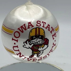 80's Iowa State Cyclones Christmas Ornament Vintage Silk Satin Football Xmas - Picture 1 of 7