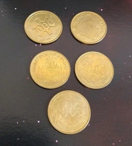 5 x Star Wars Monopoly Gold Metal Coins - Galactic Republic 1000 Credits Ref2 - Picture 1 of 1