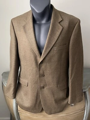Blazer 44R Stafford Para Hombres Tres Botones Tostado Espiga Lana de Cordero Lana Cachemira Foto 1 de 4