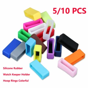 5/10 Pcs Rings Buckle Band Strap Loop Rubber Watch Silicone Watch Keeper Holder - Picture 1 of 21