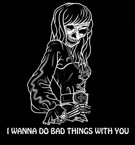 DO BAD THINGS GOTHIC GOTH SKELETON 女子骷髅 T 恤 4 — 第 1/1 张图片