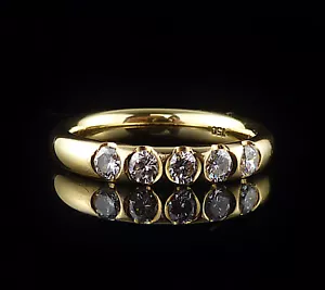 0,50ct Halb Memoryring Goldring mit 5 Diamanten Brillanten 750 18kt Gr 56 17,8mm - Bild 1 von 15