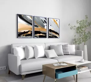 Conjunto abstracto de pintura al óleo lona moderna pintura mural de 3 para decoración del hogar - Imagen 1 de 7
