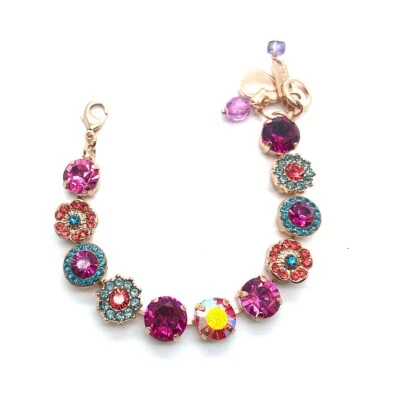 Pulsera Mariana Rosa, Púrpura, Siam, Melocotón y Aguamarina Cristales Austriacos Sor... Foto 1 de 3