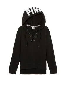 VICTORIAS SECRET ROSA HOLGADO CON CORDONES SUÉTER SUDADERA CON CAPUCHA NEGRO TALLA S NUEVO EN PAQUETE - Imagen 1 de 1