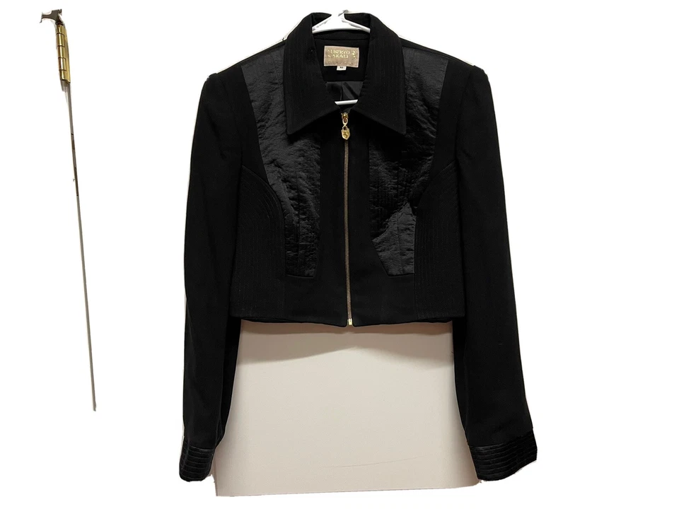 Chaqueta corta negra Alberto Makali para mujer talla 10 cremallera frontal EE. UU. Foto 1 de 4
