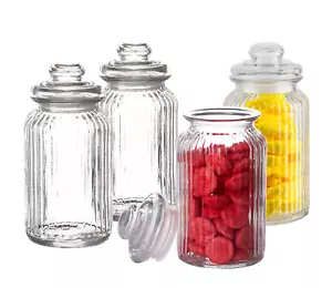 4x Bonbon-Gläser 1,3L mit Glas-Deckel Bonboniere Süßigkeiten Candy Bar Keksdosen - Bild 1 von 5