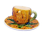 Vintage Faiancas Belo kleine Teetasse und Teller Ananas Portugal 532/1 &4 selten