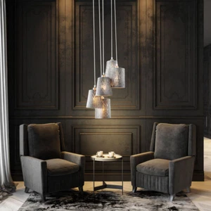 Lampadario Pendente Lampada A Sospensione Metallo Velluto Oro Decorazioni E14 - Foto 1 di 5