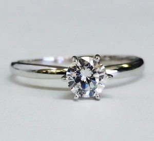 14K Solid White Gold Cubic Zirconia Engagement Solitaire Ring - 5mm CZ Stone - Picture 1 of 4