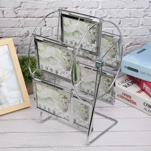 HG (for 5x3.5in Photo)Metal Rotating Wheel Picture Photo Frame Wedding - Picture 1 of 10
