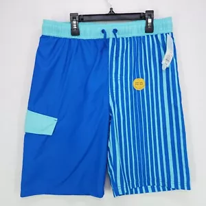 Cat & Jack Swim Shorts Board Trunks Boys Large 12 Husky Blue UPF UV 50+ Lined - Picture 1 of 15