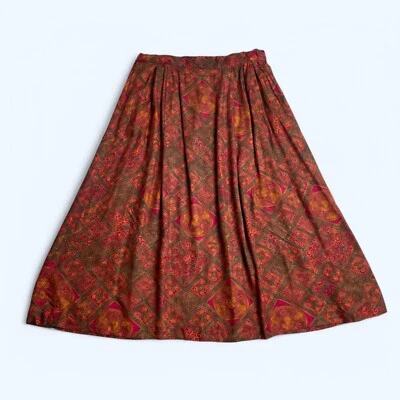 PENDELTON SOPHISTICATES Vibrant Red & Orange Tea Length Skirt UK 14 US 10 - Image 1 of 4