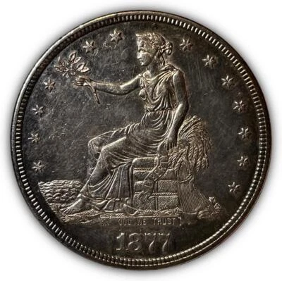 1877-S Former NGC Trade Dollar Uncirculated UNC Coin, Cleaning #7088 - Image 1 of 4