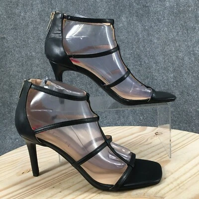 UNISA 凉鞋女式 10 M Fennie 绑带黑色人造皮革细高跟鞋后拉链 — 第 1/4 张图片