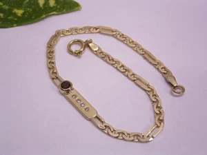 GELBGOLD ARMBAND: GRANAT UND 4 DIAMANTEN: 585 / 14 KARAT GOLD: 20 cm - Bild 1 von 7