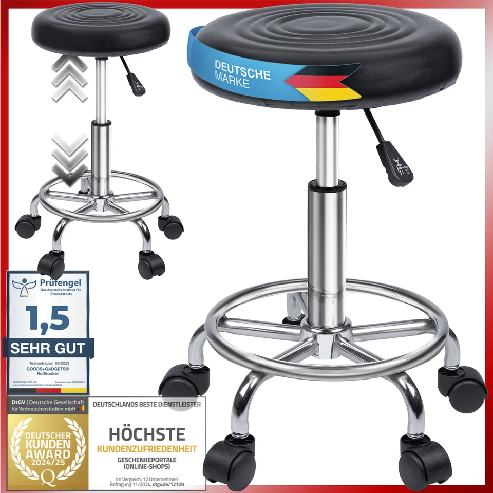 Rollhocker Arbeitshocker Drehhocker Drehstuhl Praxishocker Kosmetikhocker Rollen - Bild 1 von 4