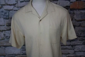 Camisa Hawaiana TEHAMA Para Hombre Beige Rayón Poli Tela Lujosa S/S Mediana - Imagen 1 de 8