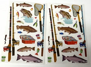 Lot of 2 Sheets MRS GROSSMAN’S FISHING Stickers 2013 Trout Pole Bait 4" x 6.5" - Picture 1 of 4